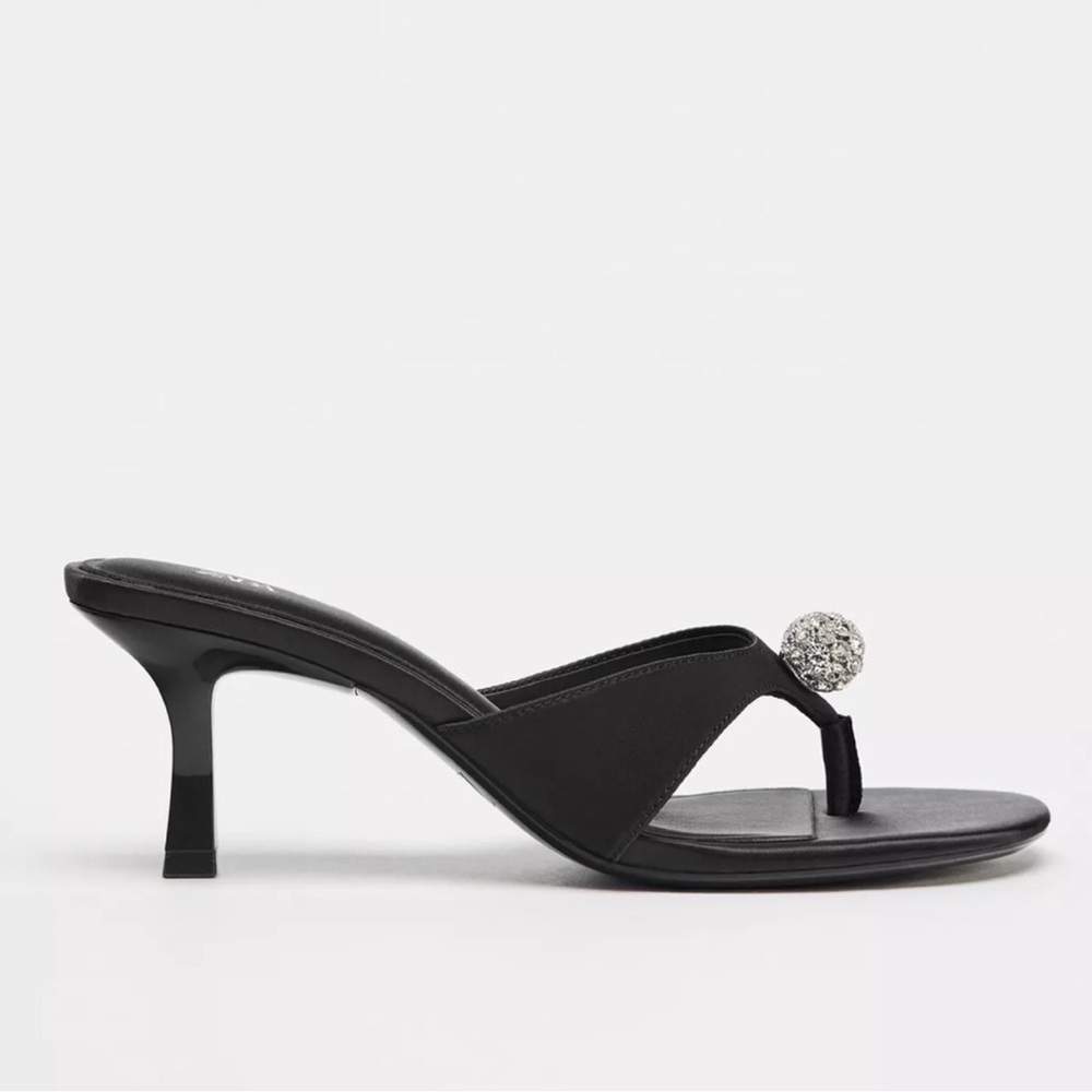 Zara Black Sandals with Crystal Accents - Picture 2 of 3